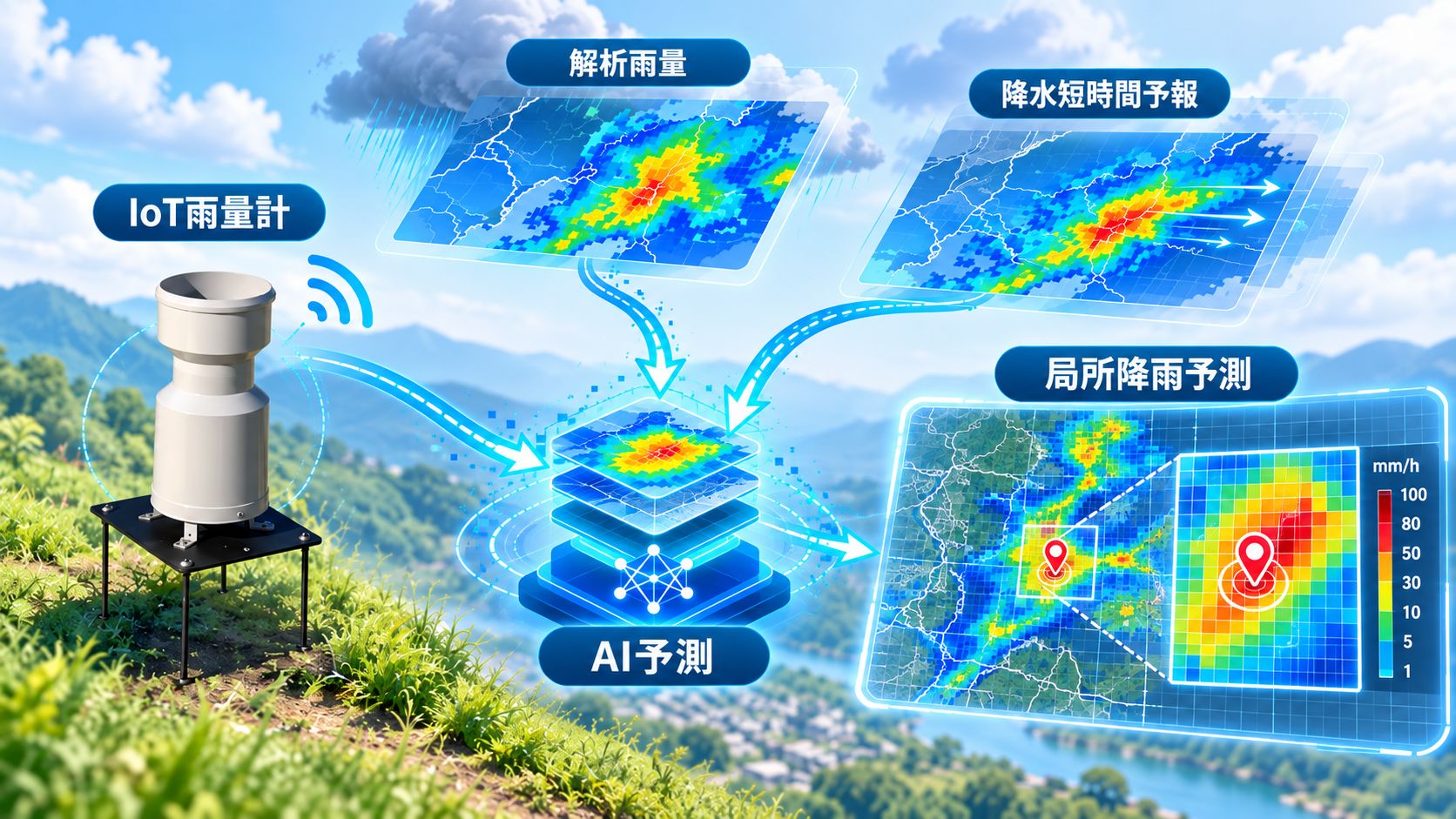 IoT雨量計を用いた局所降雨予測